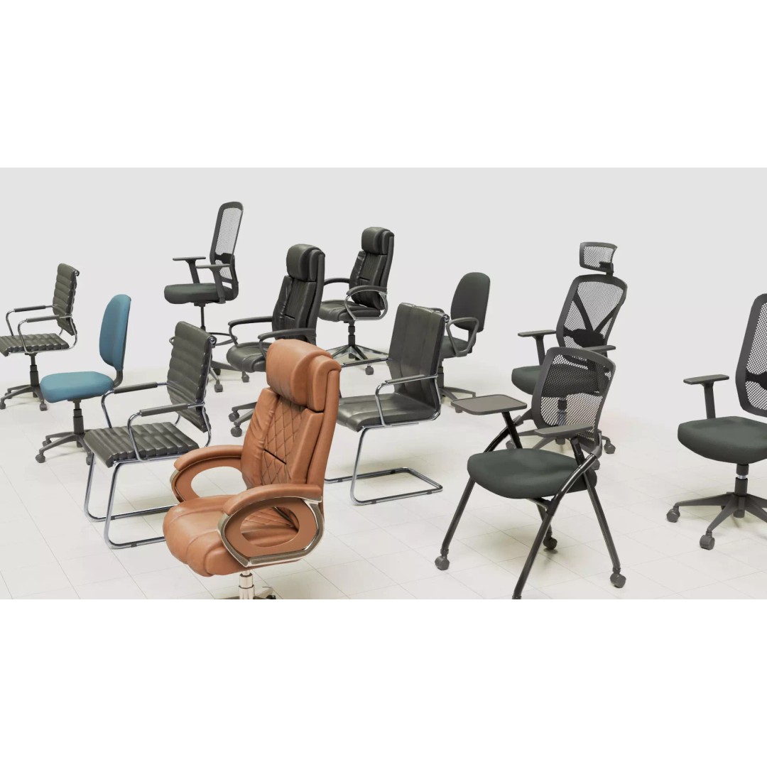 Office Chair 3D Model – Low Poly Game Ready Furniture, FBX, Blender - View 6