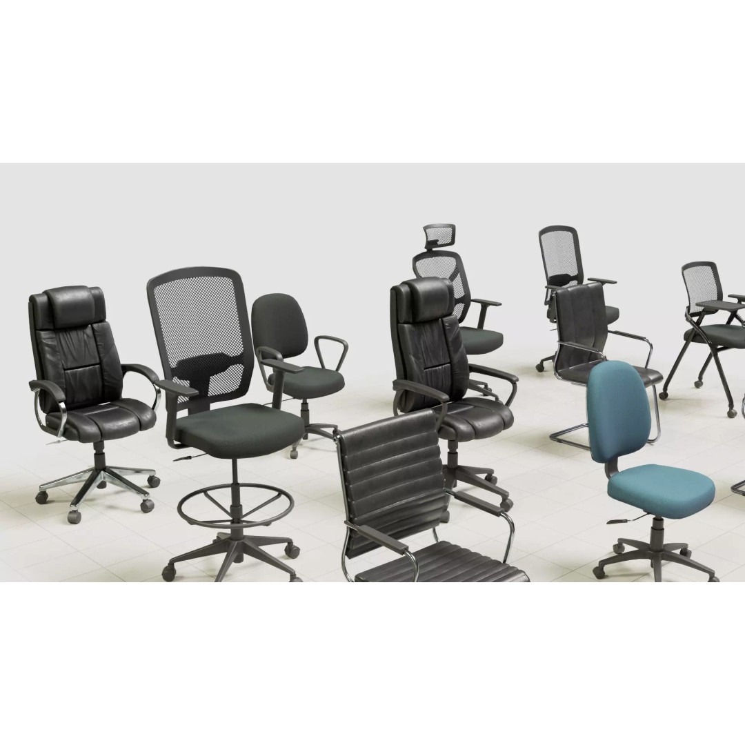 Office Chair 3D Model – Low Poly Game Ready Furniture, FBX, Blender - View 7