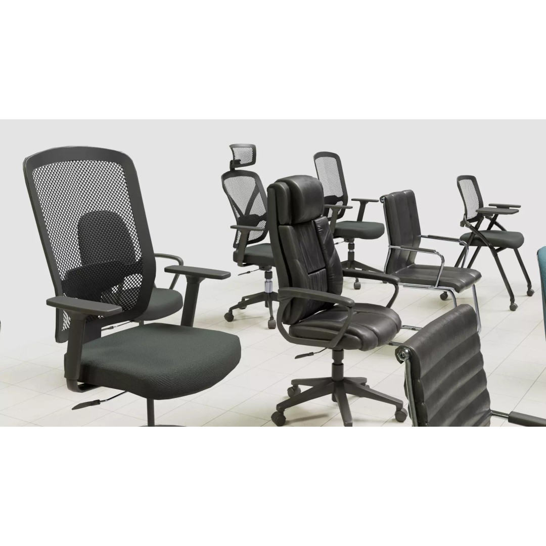 Office Chair 3D Model – Low Poly Game Ready Furniture, FBX, Blender - View 8