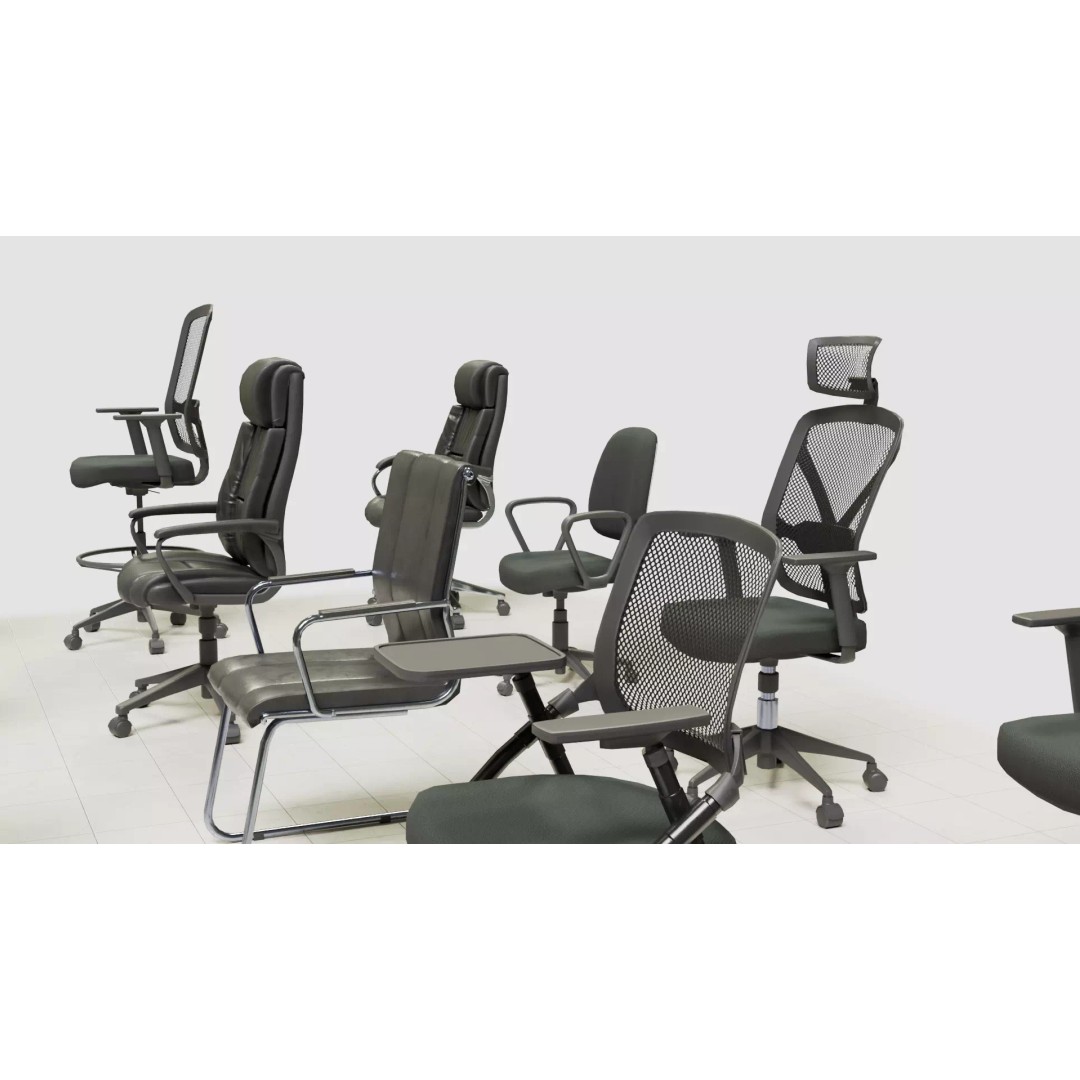 Office Chair 3D Model – Low Poly Game Ready Furniture, FBX, Blender - View 9