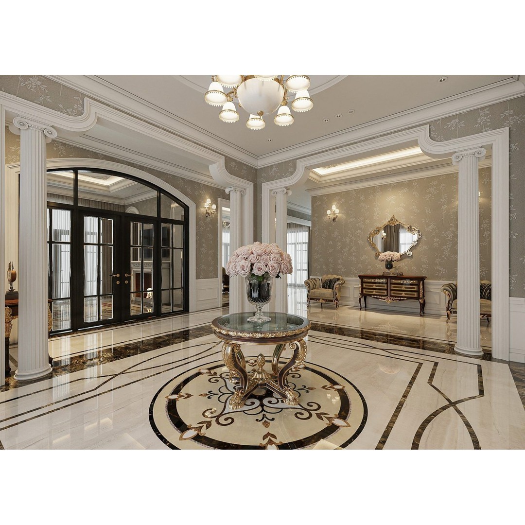 Luxurious Living Room and Dining Room 3D Model – Classic Style, Game-Ready - View 8