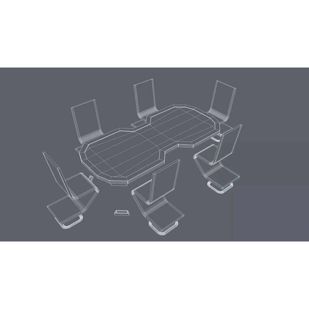 Sci-Fi Office Furniture 3D Model – Modern Design, PBR Textures, FBX