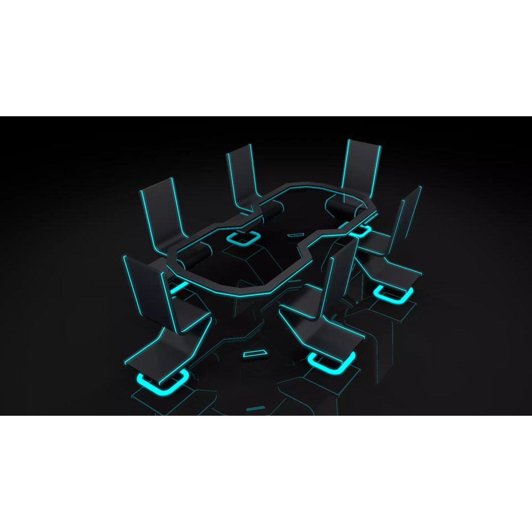 Sci-Fi Office Furniture 3D Model – Modern Design, PBR Textures, FBX - View 2