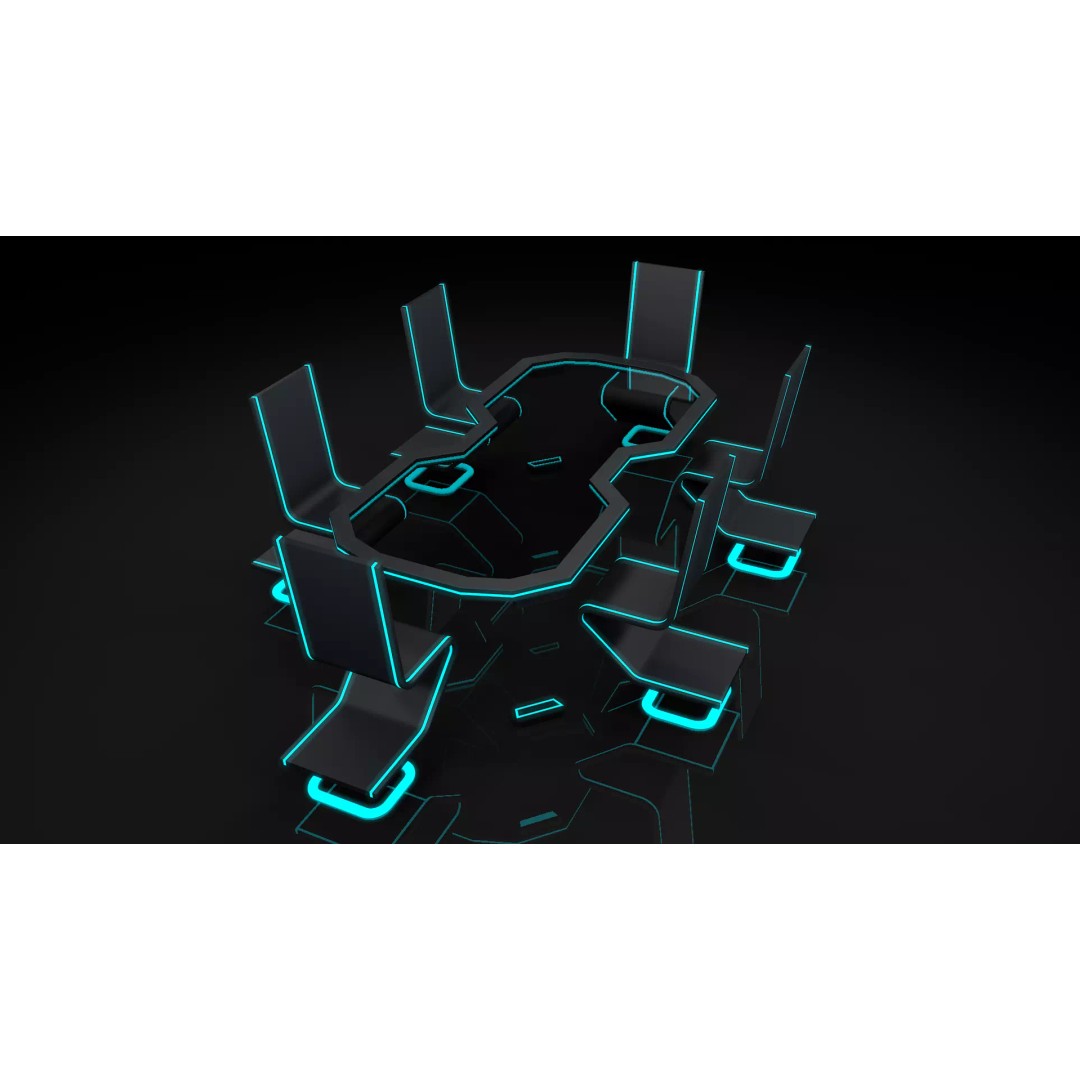 Sci-Fi Office Furniture 3D Model – Modern Design, PBR Textures, FBX - View 3
