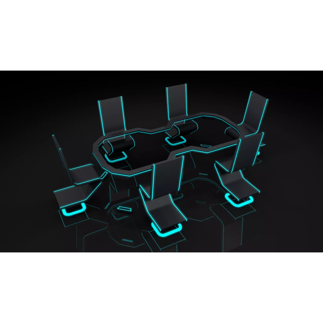 Sci-Fi Office Furniture 3D Model – Modern Design, PBR Textures, FBX - View 4