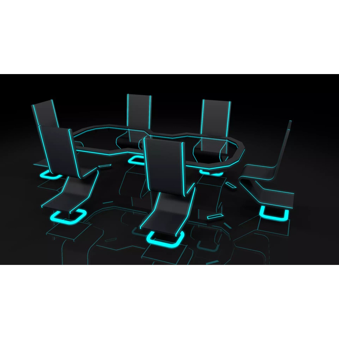 Sci-Fi Office Furniture 3D Model – Modern Design, PBR Textures, FBX - View 7