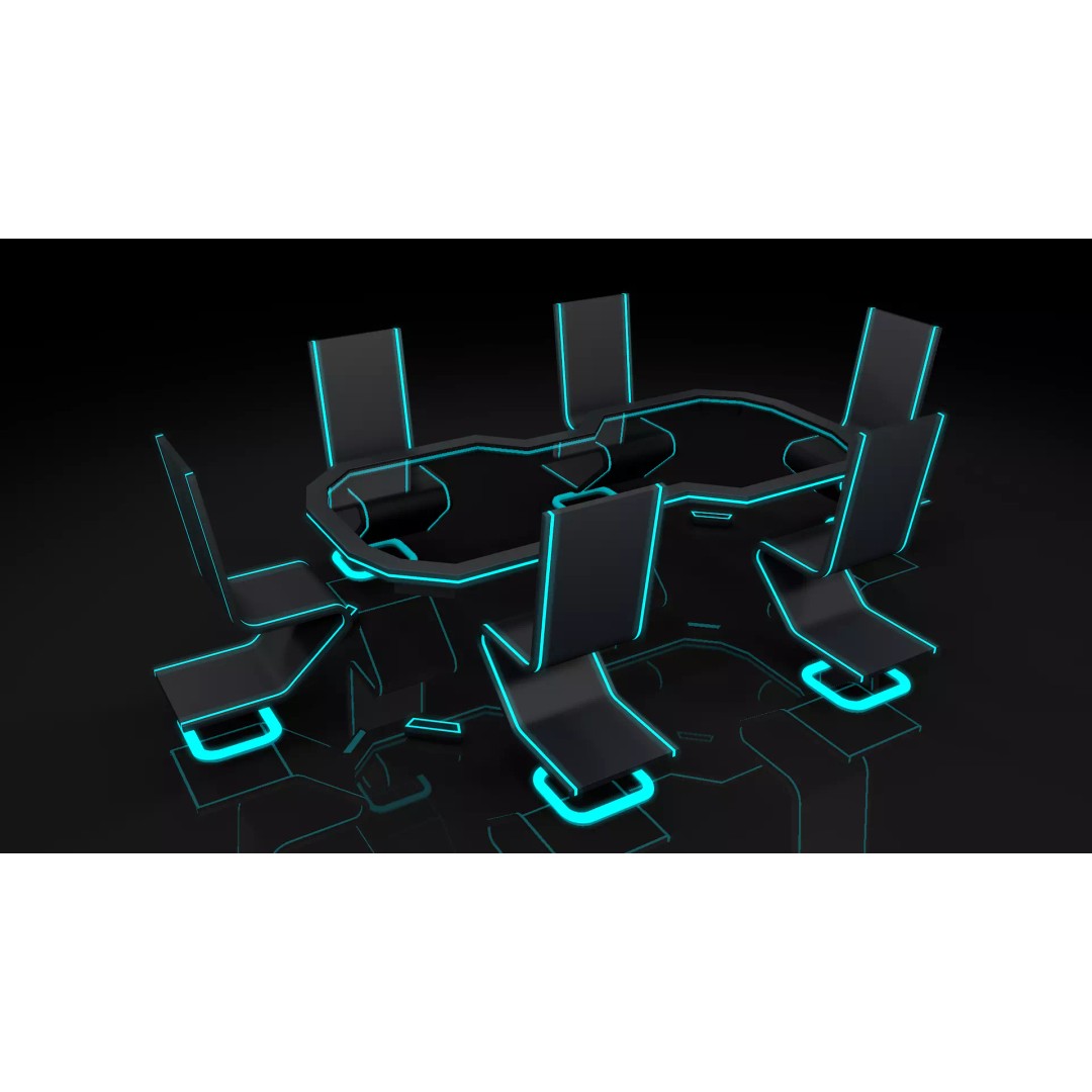Sci-Fi Office Furniture 3D Model – Modern Design, PBR Textures, FBX - View 8