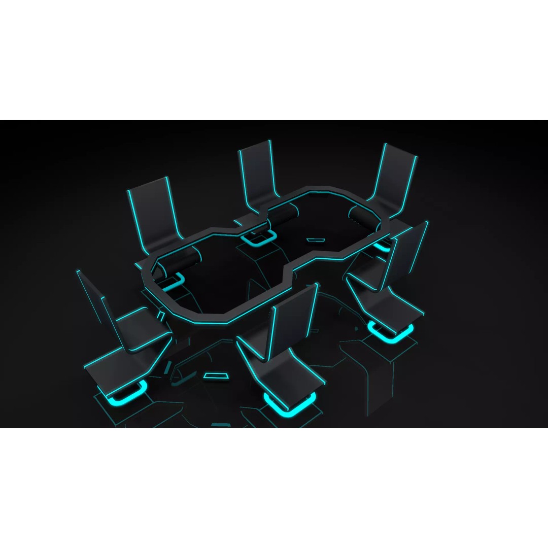 Sci-Fi Office Furniture 3D Model – Modern Design, PBR Textures, FBX - View 9