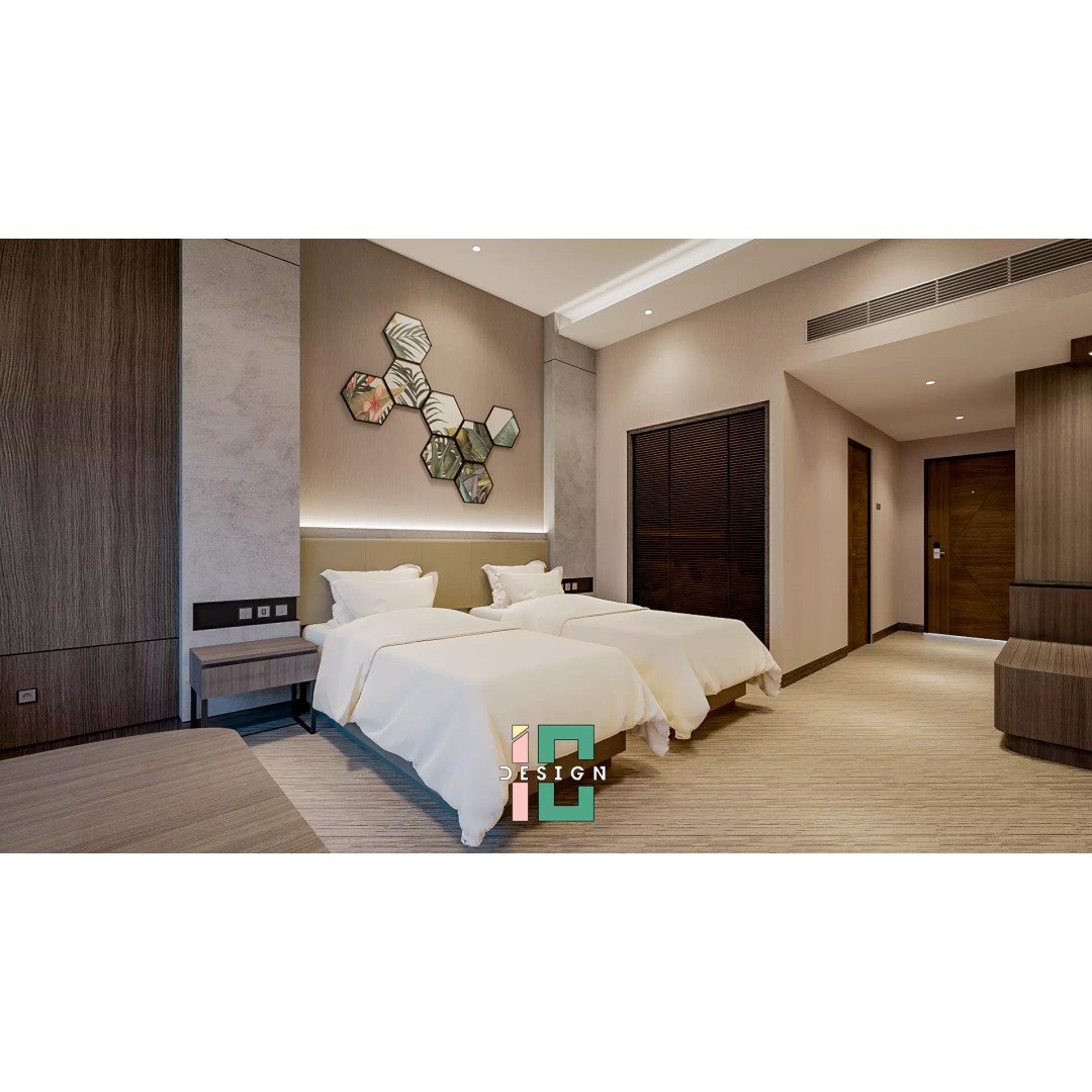 Hotel Bedroom 3D Model – Low Poly Interior Design, Blender, FBX - View 2