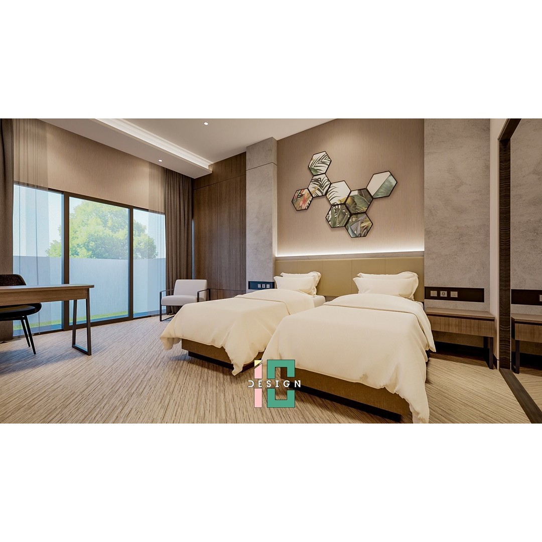 Hotel Bedroom 3D Model – Low Poly Interior Design, Blender, FBX - View 4