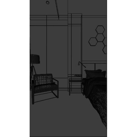 Hotel Bedroom 3D Model – Low Poly Interior Design, Blender, FBX - View 7