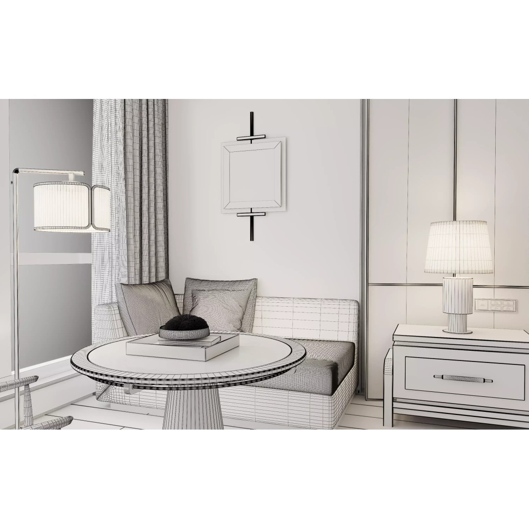 Hotel Bedroom 3D Model – Modern Interior Design, FBX & OBJ Formats - View 15
