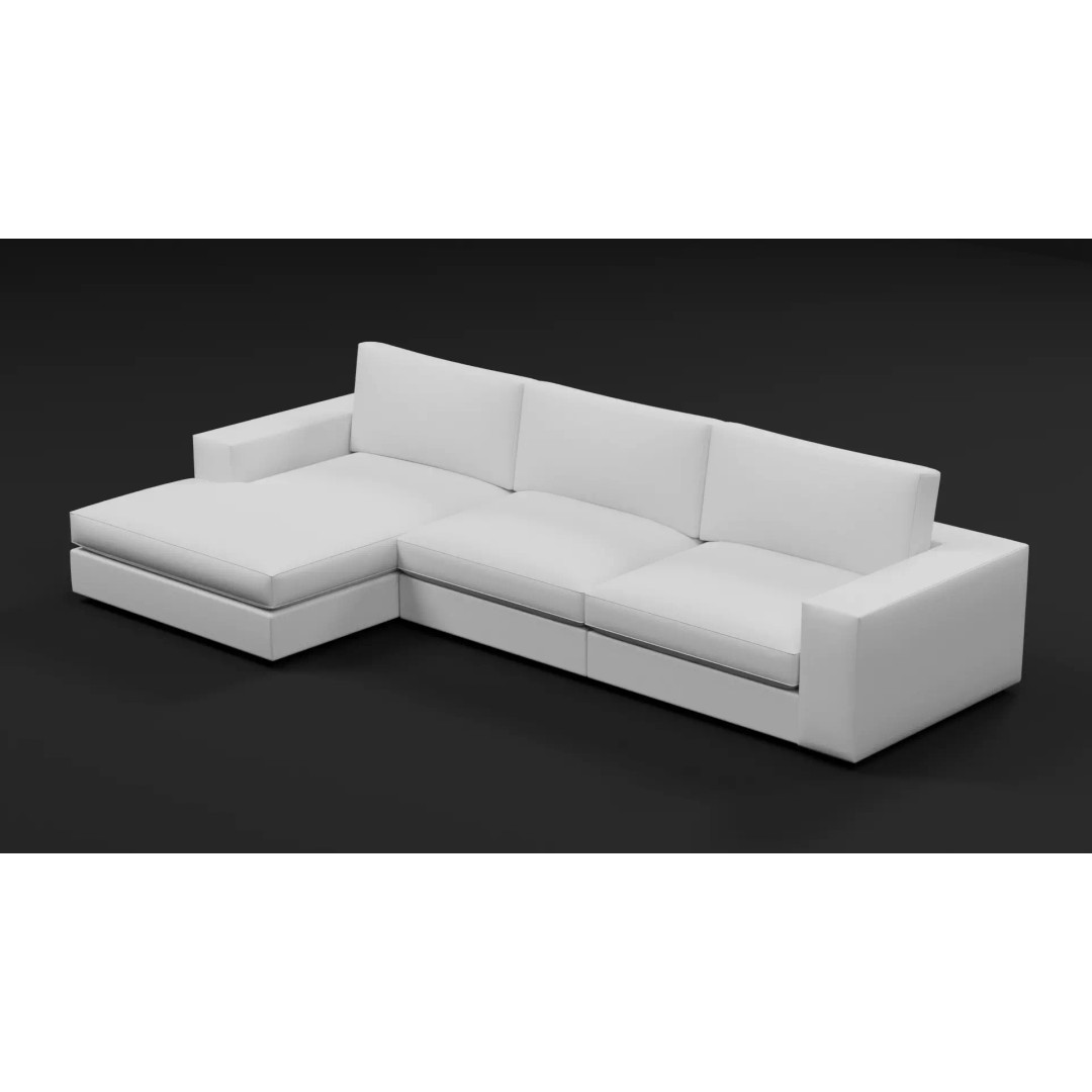 Sectional Sofa 3D Model – Modern Low Poly Pack, FBX & PBR - View 10