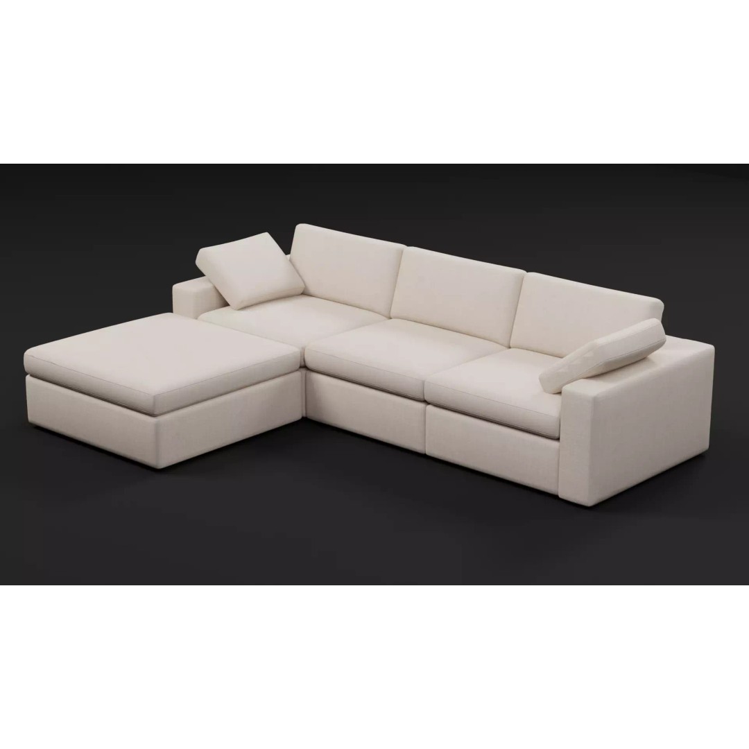 Sectional Sofa 3D Model – Modern Low Poly Pack, FBX & PBR - View 11