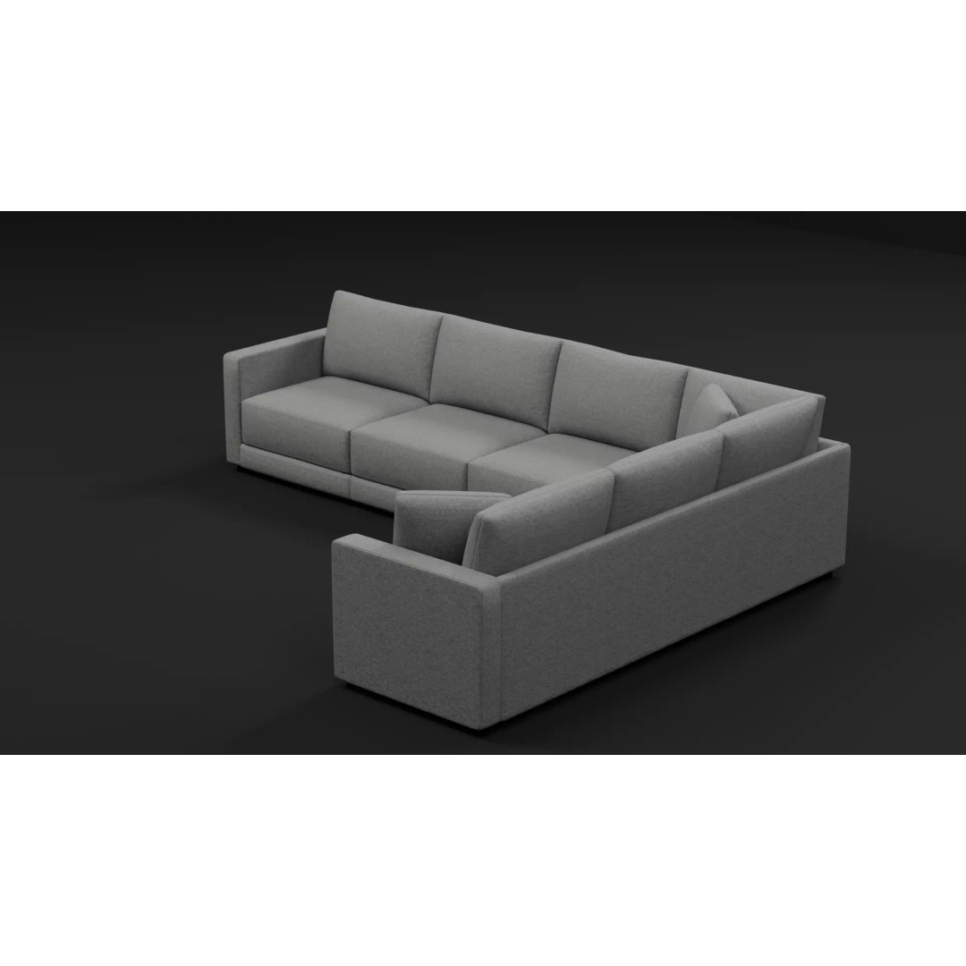 Sectional Sofa 3D Model – Modern Low Poly Pack, FBX & PBR - View 13