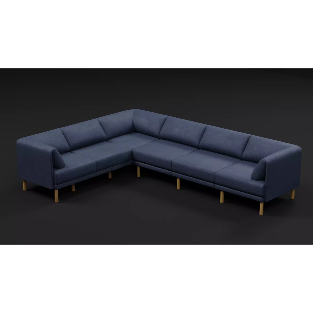 Sectional Sofa 3D Model – Modern Low Poly Pack, FBX & PBR - View 14