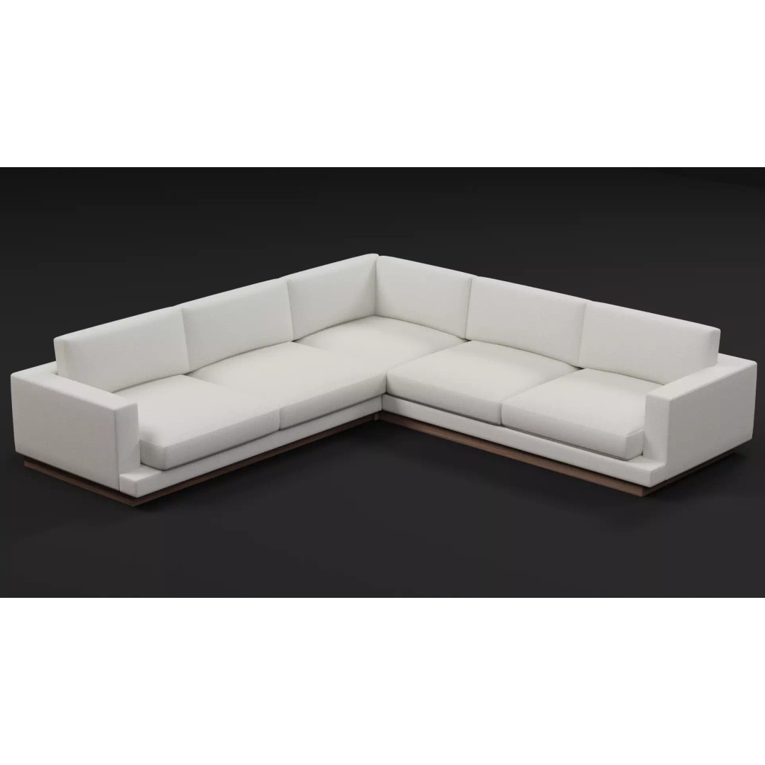 Sectional Sofa 3D Model – Modern Low Poly Pack, FBX & PBR - View 15