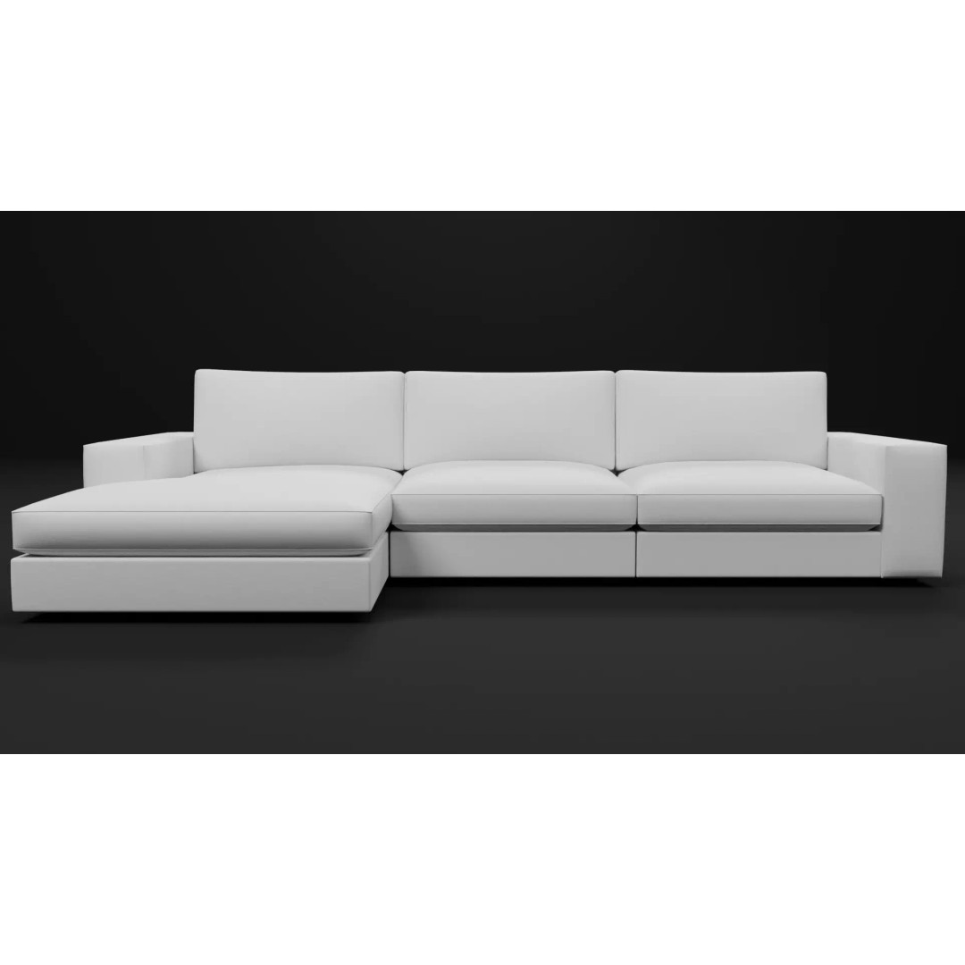 Sectional Sofa 3D Model – Modern Low Poly Pack, FBX & PBR - View 3
