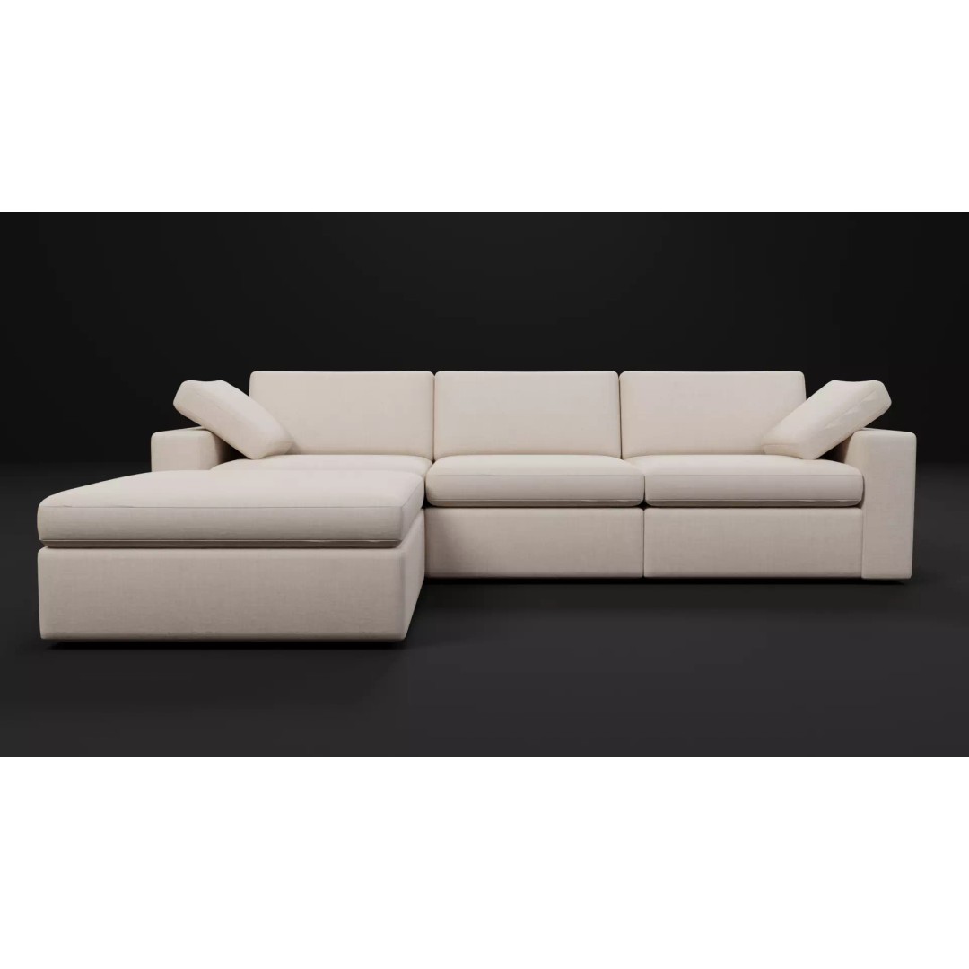 Sectional Sofa 3D Model – Modern Low Poly Pack, FBX & PBR - View 4