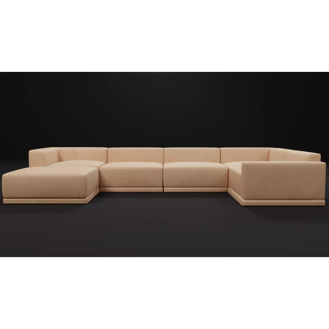 Sectional Sofa 3D Model – Modern Low Poly Pack, FBX & PBR - View 5