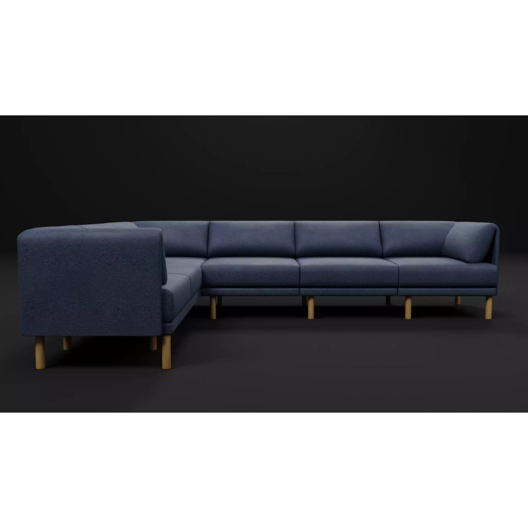 Sectional Sofa 3D Model – Modern Low Poly Pack, FBX & PBR - View 7