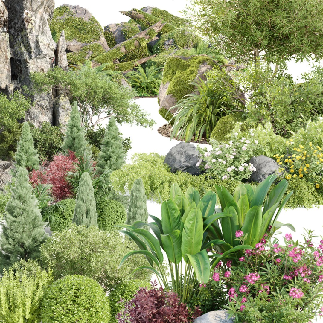 Outdoor Landscape Plants 3D Model – Premium Nature Asset Bundle, FBX - View 2