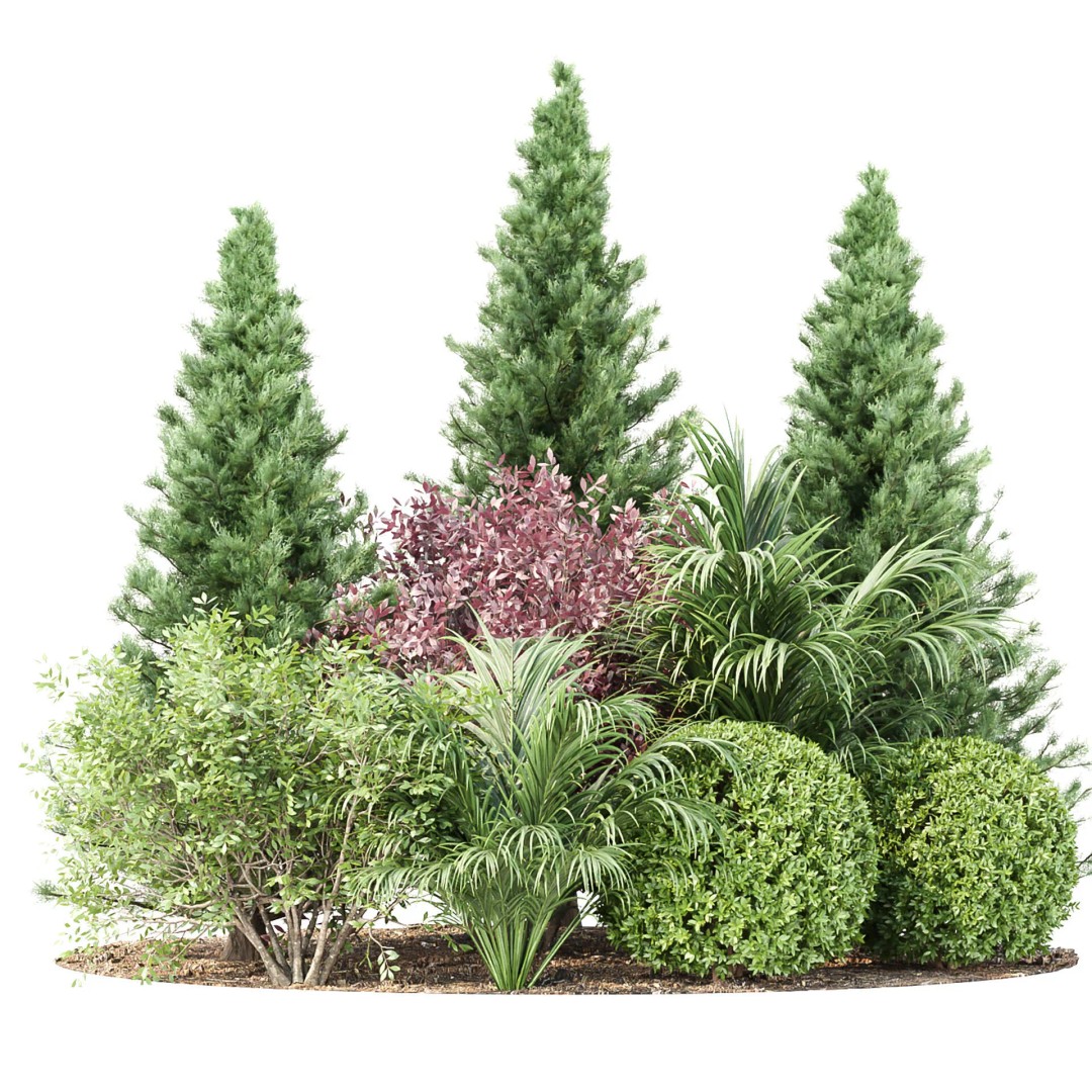 Outdoor Landscape Plants 3D Model – Premium Nature Asset Bundle, FBX - View 3