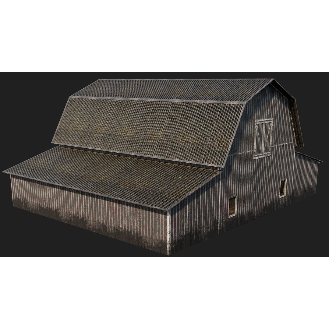 Farm Buildings 3D Model – Low Poly PBR Game Ready, FBX, OBJ, Blender