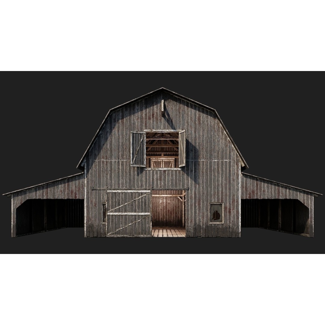 Farm Buildings 3D Model – Low Poly PBR Game Ready, FBX, OBJ, Blender - View 11
