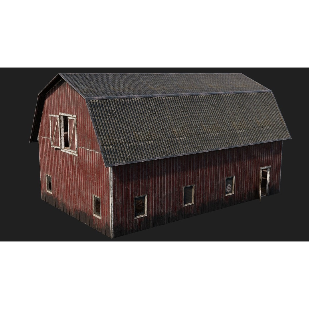 Farm Buildings 3D Model – Low Poly PBR Game Ready, FBX, OBJ, Blender - View 12