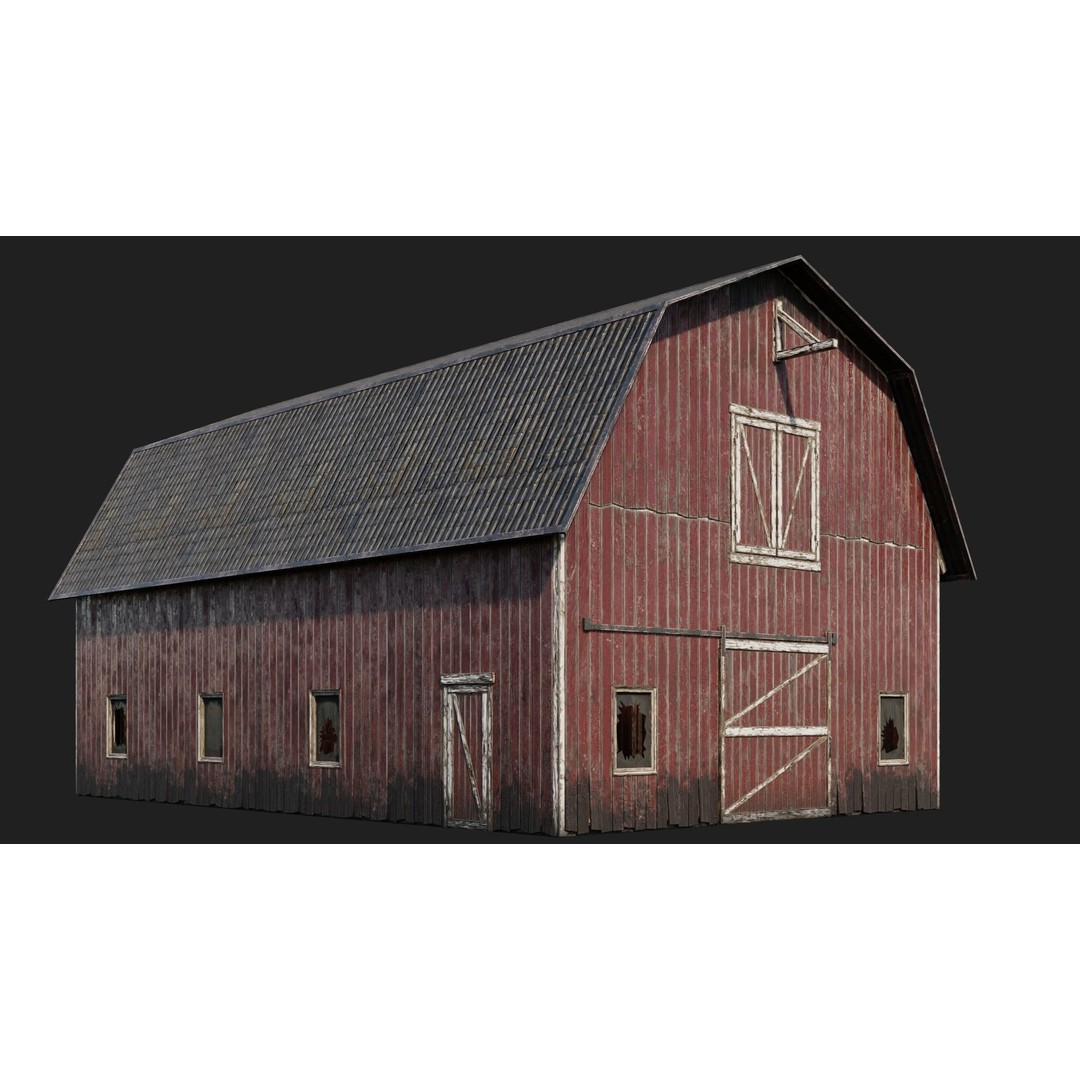 Farm Buildings 3D Model – Low Poly PBR Game Ready, FBX, OBJ, Blender - View 3