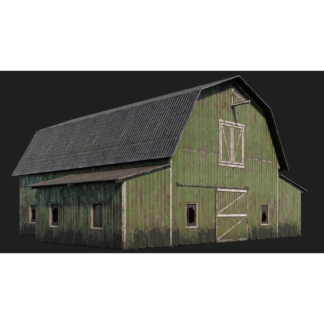 Farm Buildings 3D Model – Low Poly PBR Game Ready, FBX, OBJ, Blender - View 4