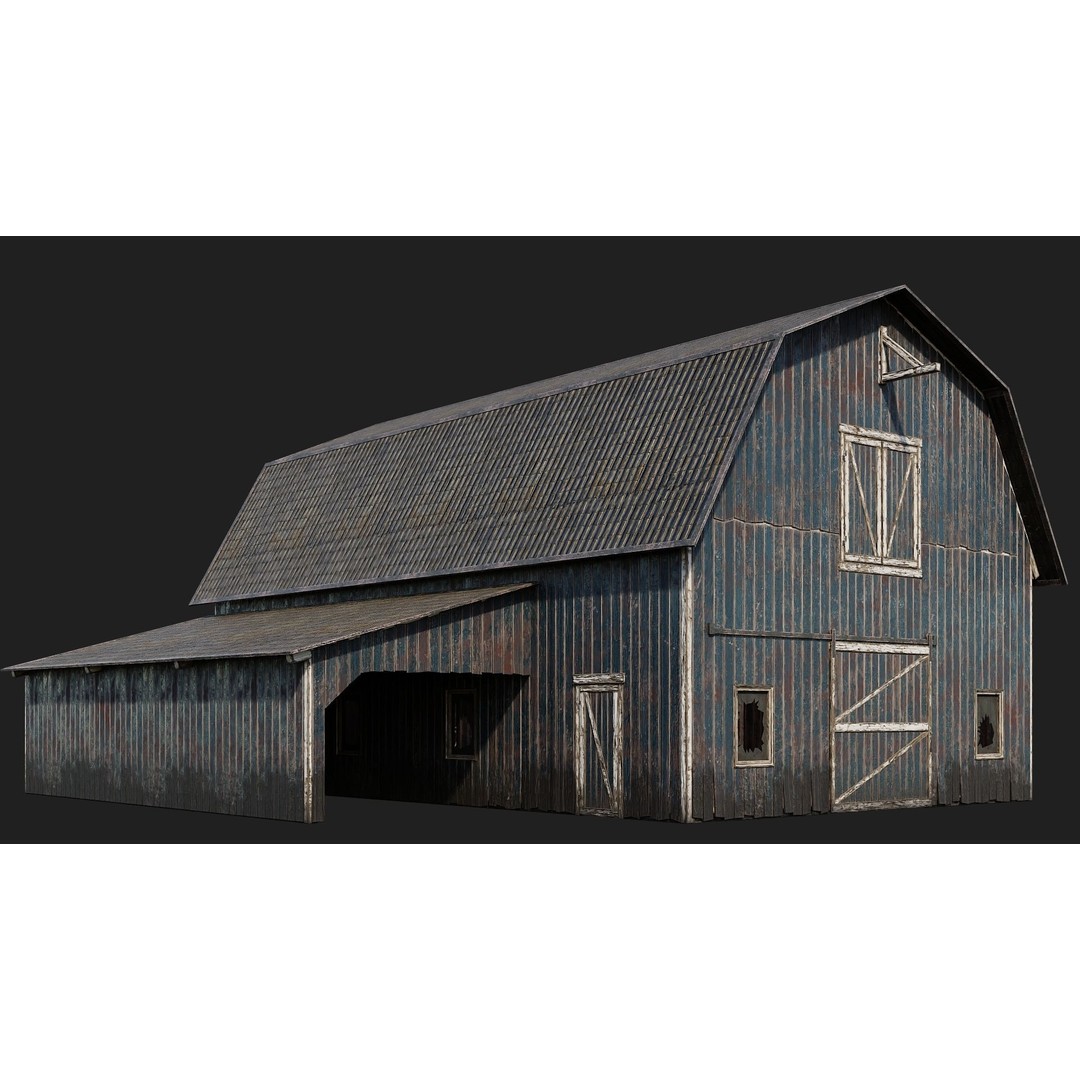 Farm Buildings 3D Model – Low Poly PBR Game Ready, FBX, OBJ, Blender - View 5
