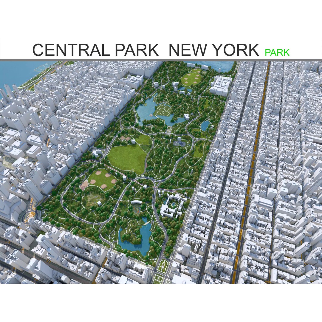 Central Park 3D Model – Low Poly Cityscape Asset, Multiple Formats - View 2