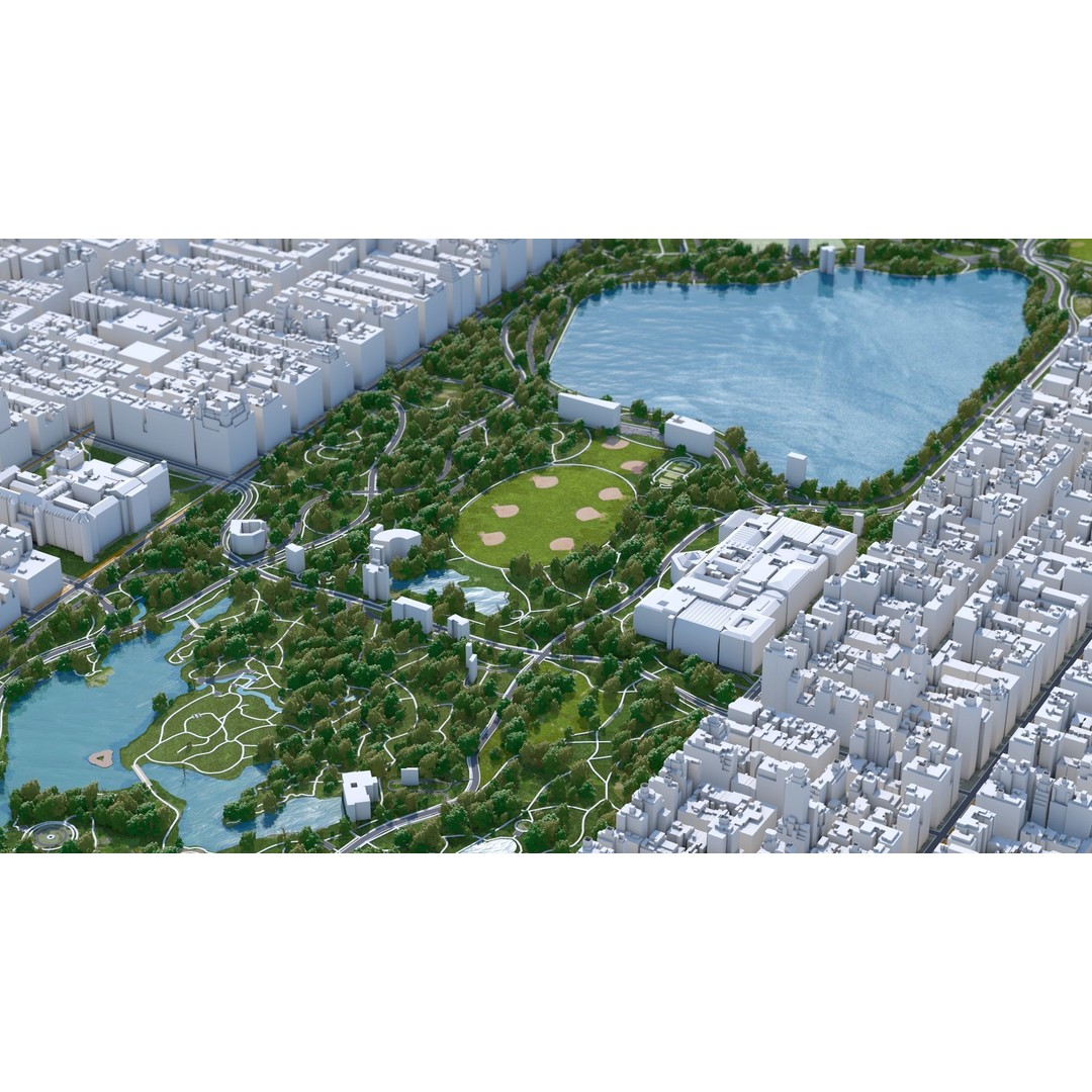 Central Park 3D Model – Low Poly Cityscape Asset, Multiple Formats - View 3