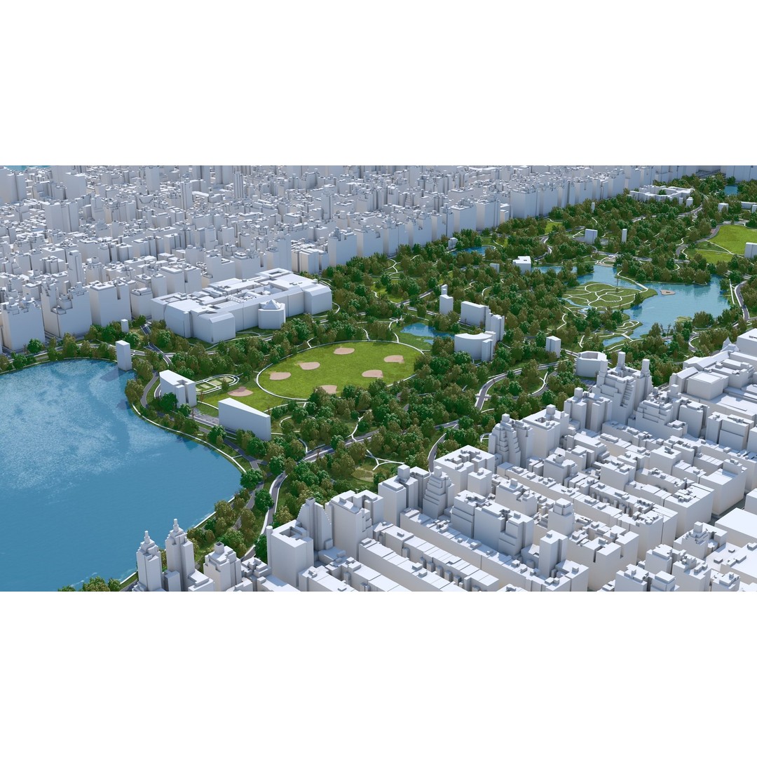 Central Park 3D Model – Low Poly Cityscape Asset, Multiple Formats - View 7