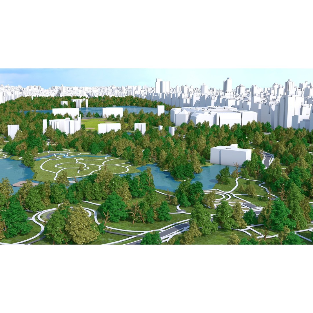 Central Park 3D Model – Low Poly Cityscape Asset, Multiple Formats - View 8