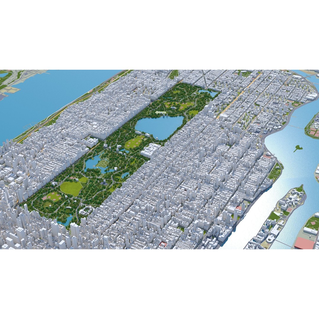 Central Park 3D Model – Low Poly Cityscape Asset, Multiple Formats - View 9