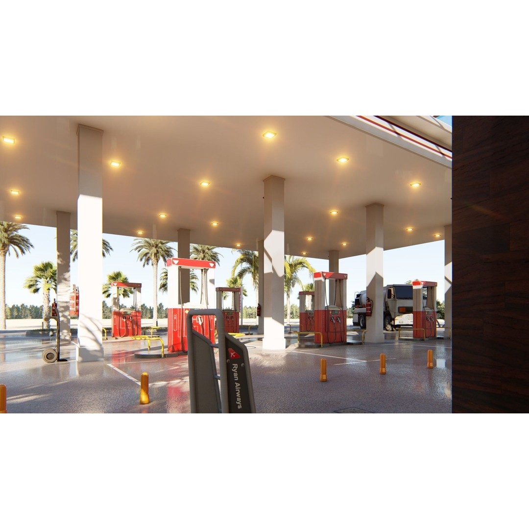 Gas Station 3D Model – High Poly PBR Asset, FBX, OBJ - View 11
