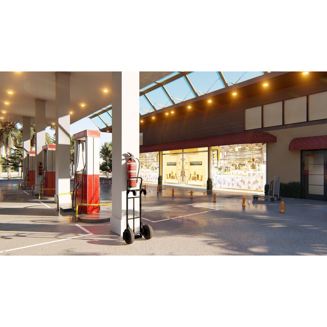 Gas Station 3D Model – High Poly PBR Asset, FBX, OBJ - View 12