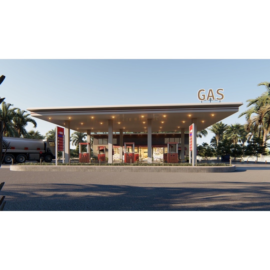 Gas Station 3D Model – High Poly PBR Asset, FBX, OBJ - View 13