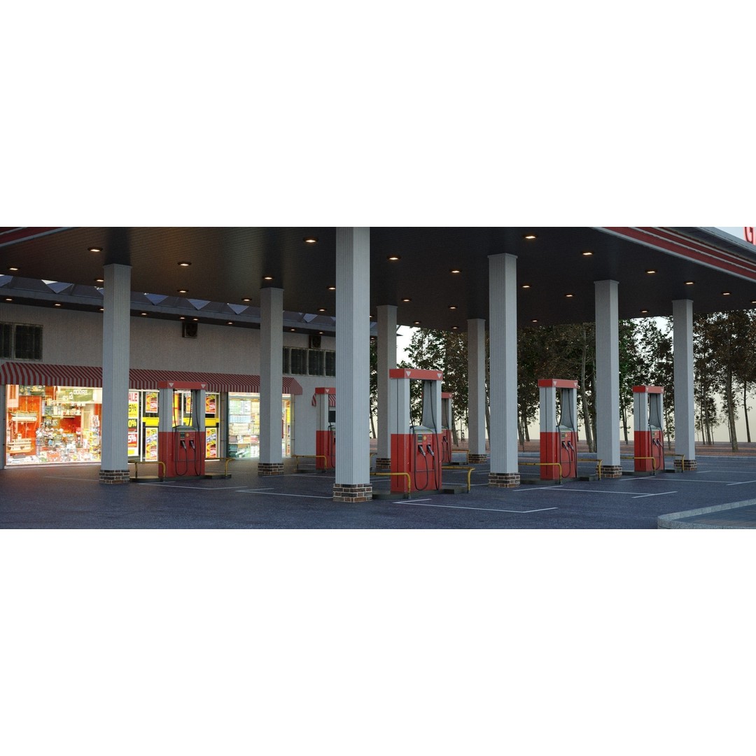Gas Station 3D Model – High Poly PBR Asset, FBX, OBJ - View 14