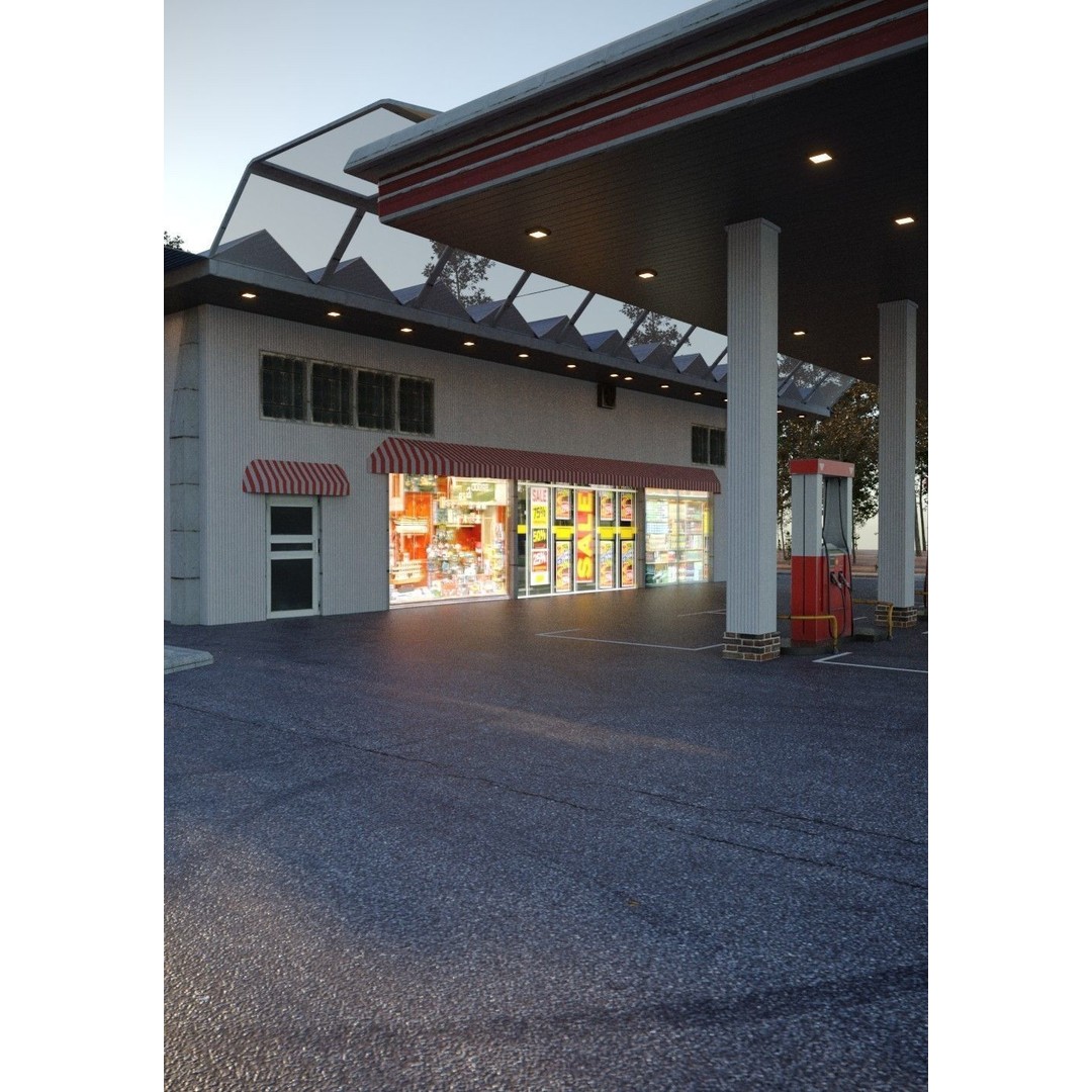 Gas Station 3D Model – High Poly PBR Asset, FBX, OBJ - View 16