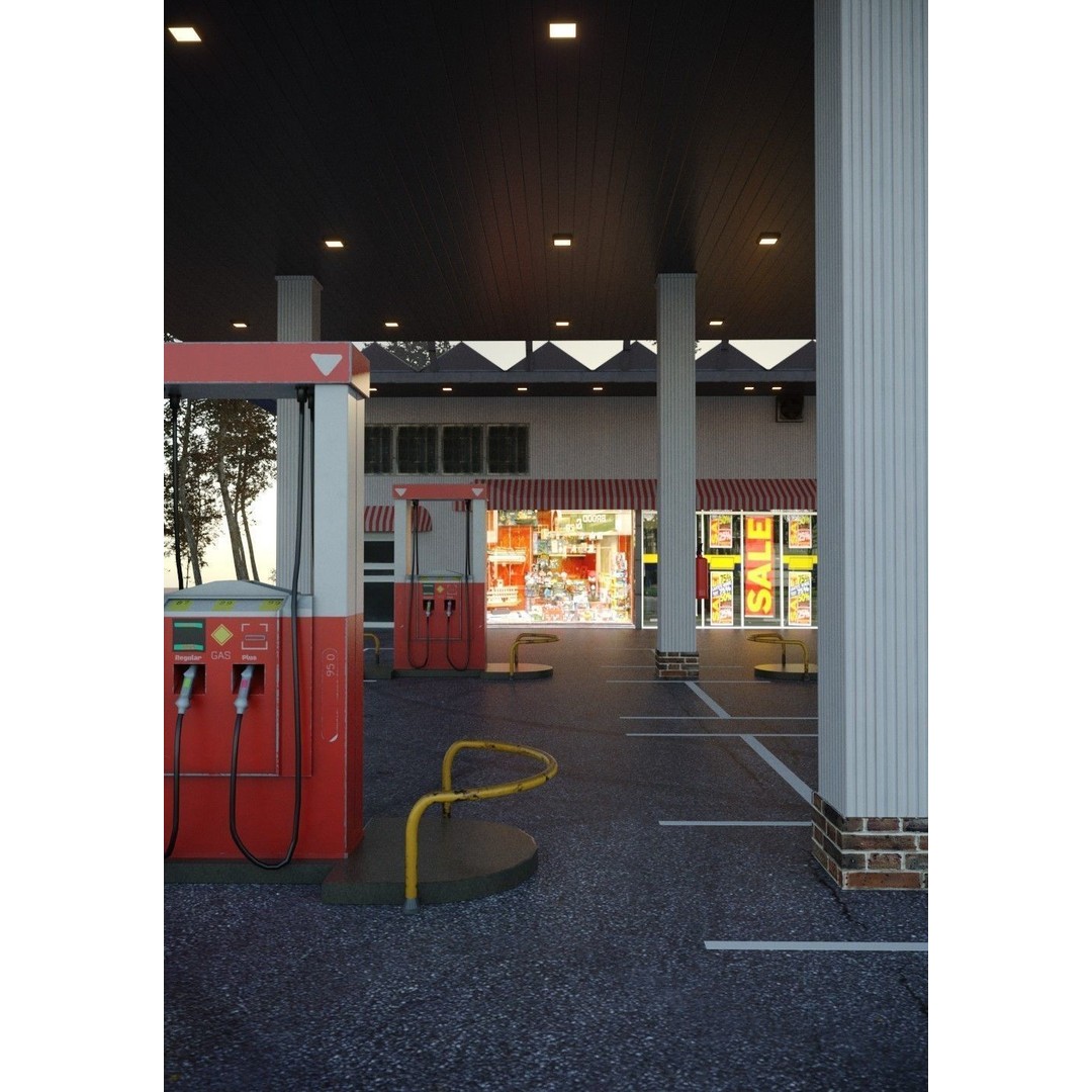 Gas Station 3D Model – High Poly PBR Asset, FBX, OBJ - View 18