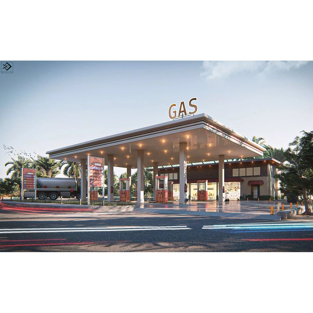 Gas Station 3D Model – High Poly PBR Asset, FBX, OBJ - View 2