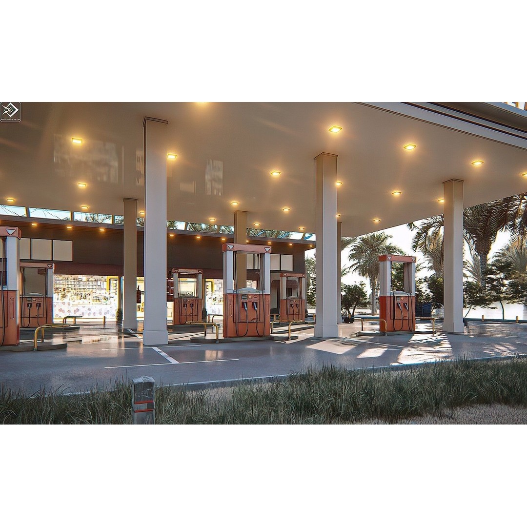 Gas Station 3D Model – High Poly PBR Asset, FBX, OBJ - View 4