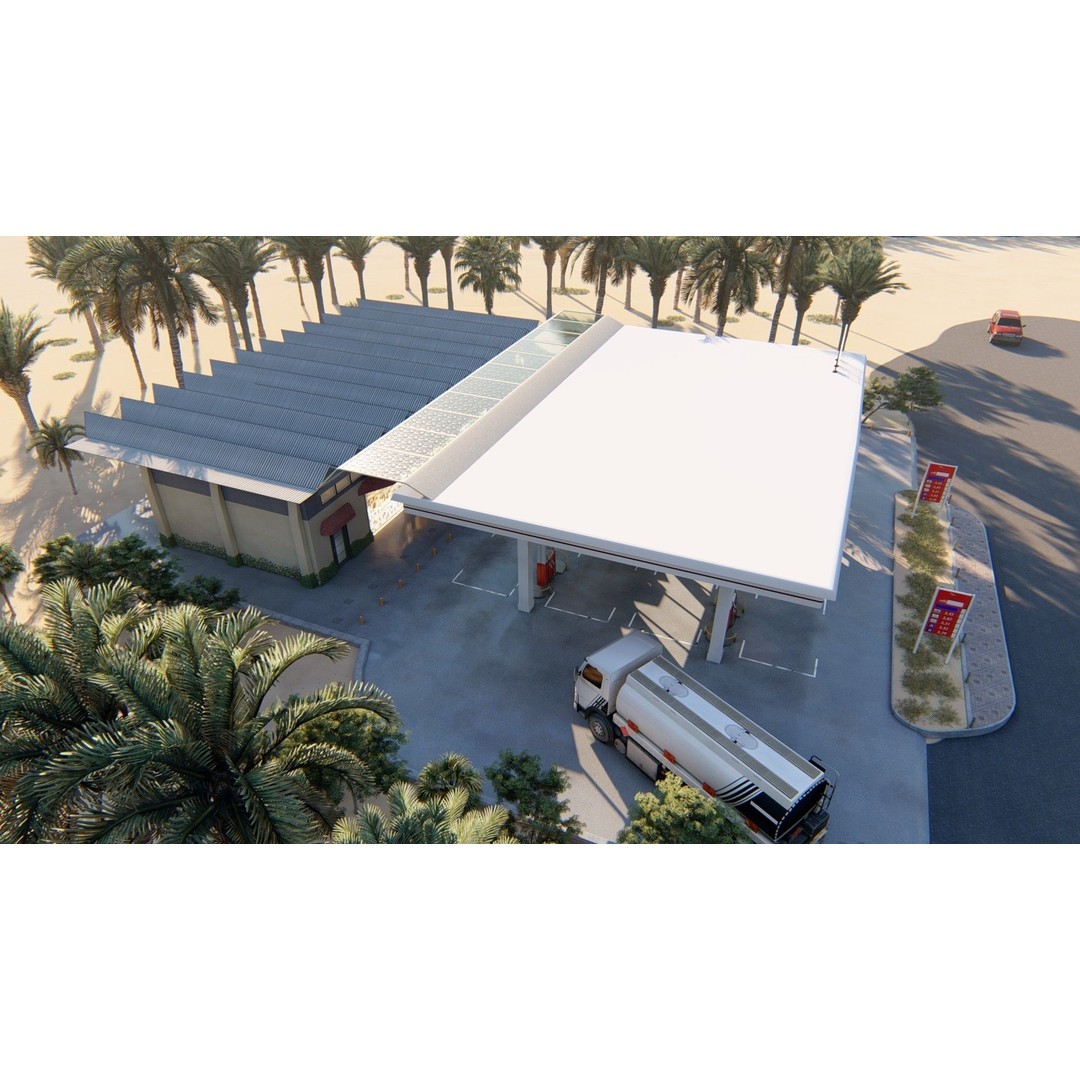 Gas Station 3D Model – High Poly PBR Asset, FBX, OBJ - View 9