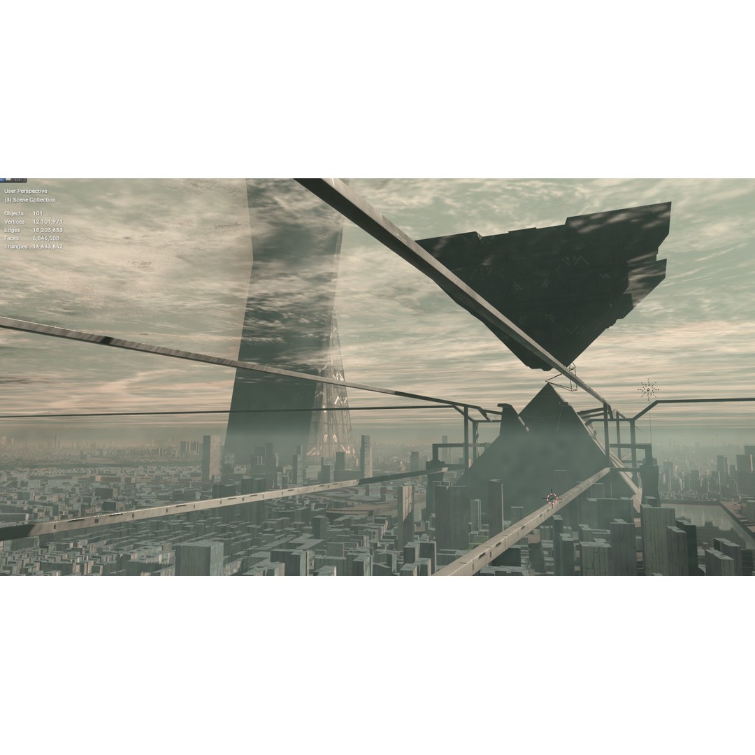 Futuristic Mega City 3D Model – Low Poly Dystopian Environment, Blender - View 10