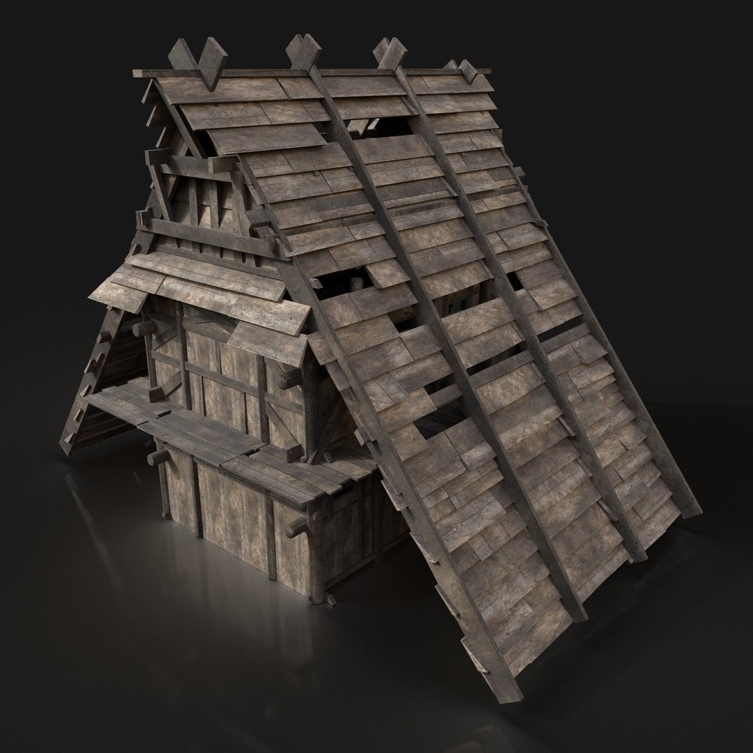 Medieval Village House 3D Model – Low Poly Game Asset, FBX, OBJ - View 11