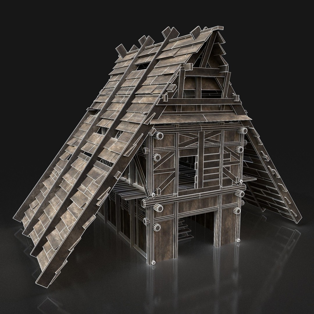 Medieval Village House 3D Model – Low Poly Game Asset, FBX, OBJ - View 13